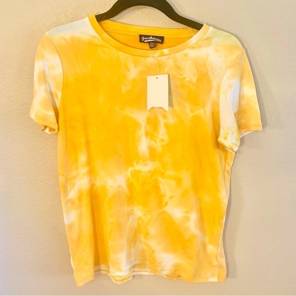 NWT Tie Dye Shirt XL Extra Large Kids Freshman Yellow White Unisex Stretch - Picture 1 of 8
